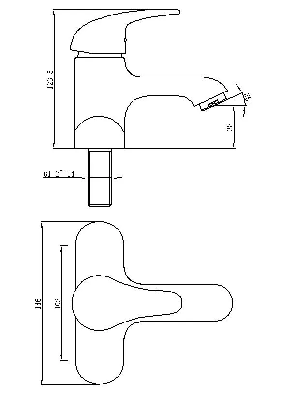 2 Holes Deck Mounted Contemporary Brass Basin Water Tap