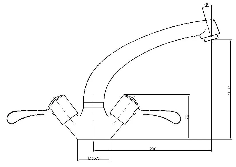 3" Lever Handle Deck Mounted Brass Sink Mixer 1/2"