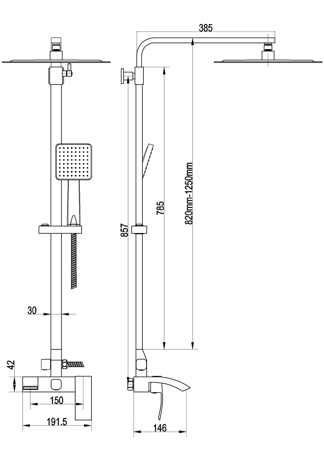 30cm SUS Shower Head Brass Faucet Shower Set