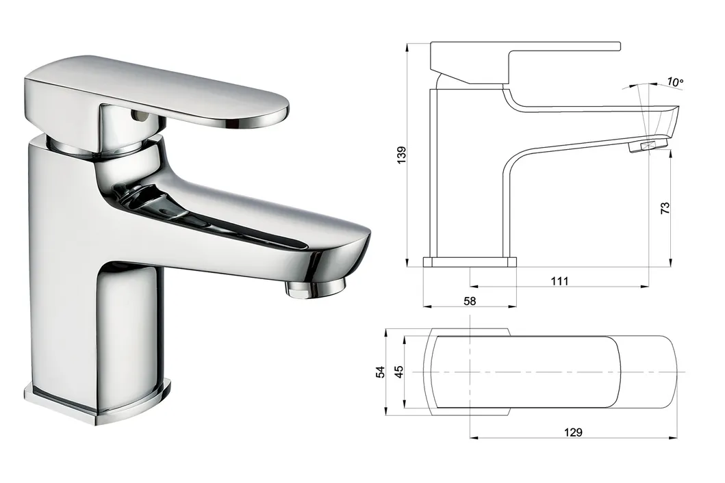 Basin Copper Bathroom Hot and Cold Water Mixer Square Faucet