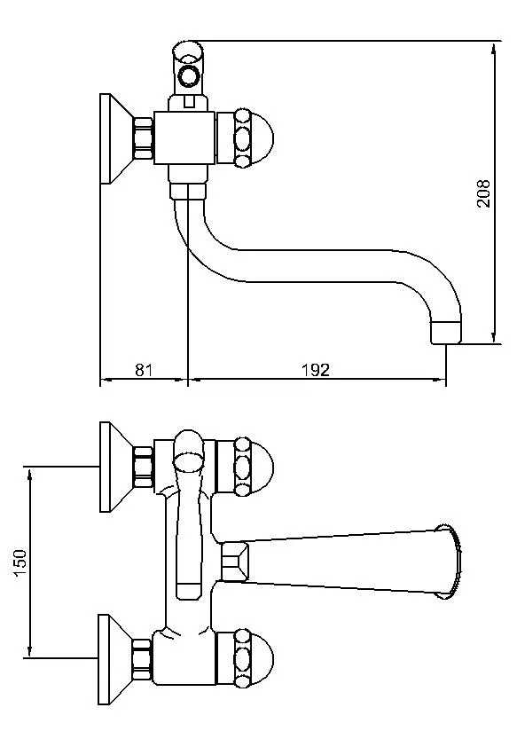 Bath Shower Faucet Mixer Chromed Double Handle Brass Wall Mounted