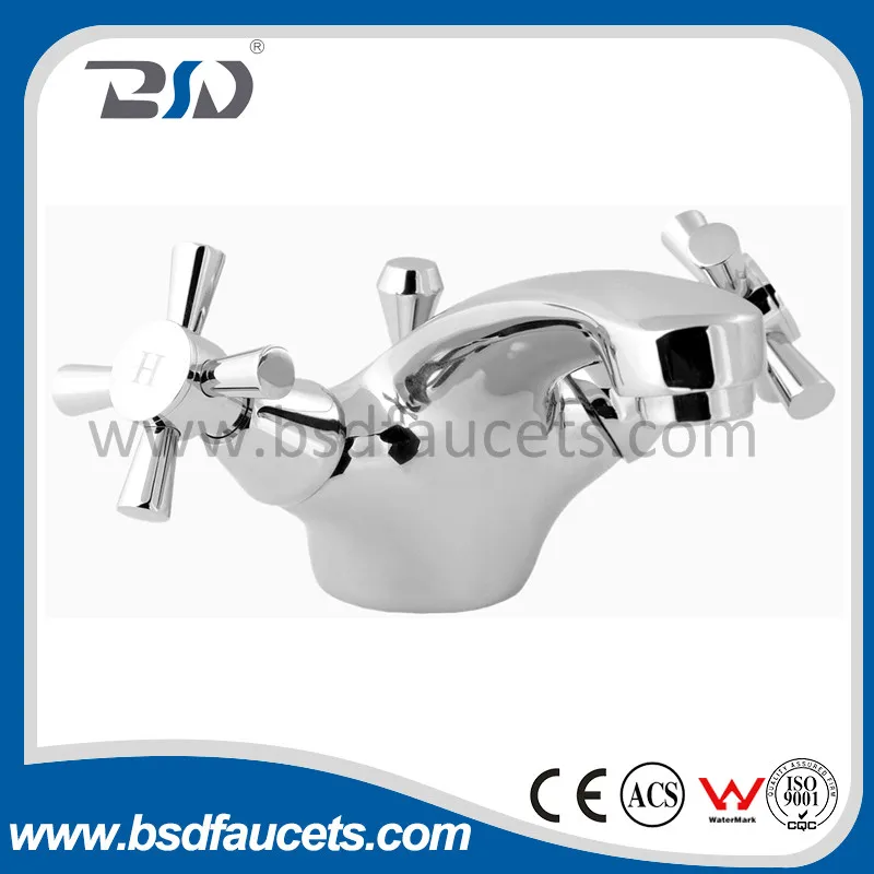 Bathroom Chrome Double Lever Basin Sink Mono Mixer Tap Faucet