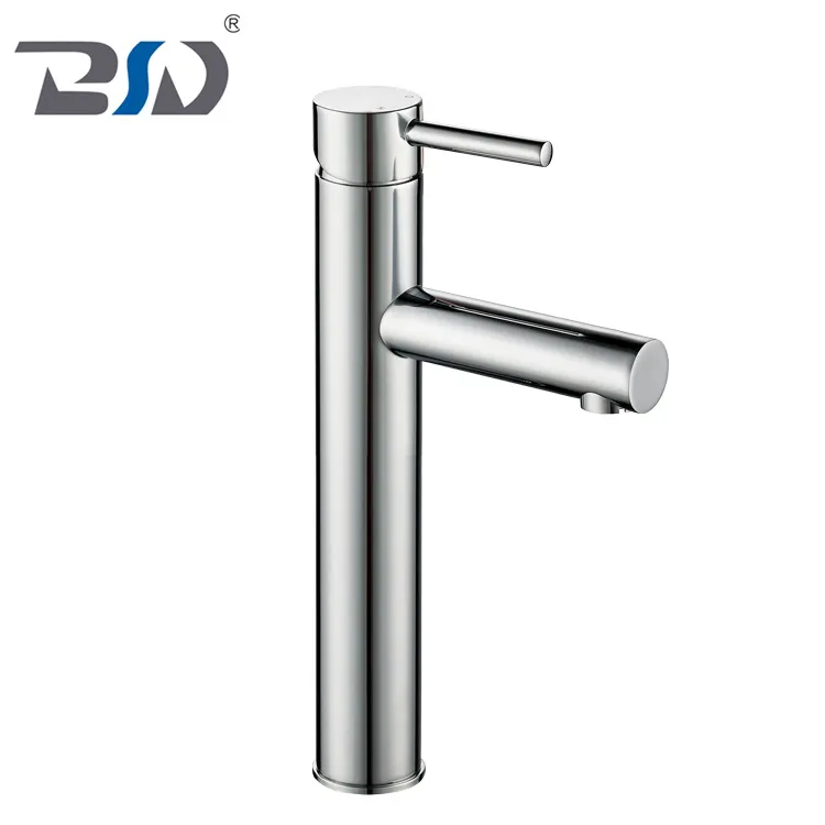 Bathroom Deck Mounted Brass Chrome Finished Tall Basin Mixer Faucet