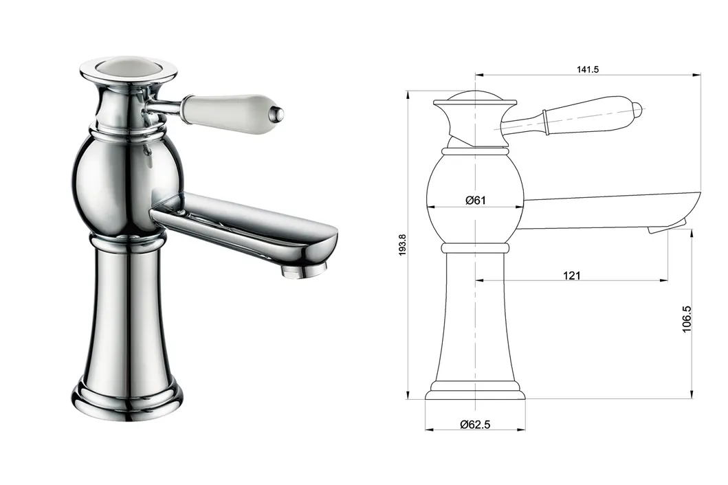 Bathroom Faucet Chrome Brass Basin Single-Handle Hot Cold Sink Mixer