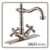 Bathroom Kitchen Mixer Brass Nickle Brushed Dual Handles Sink Faucet