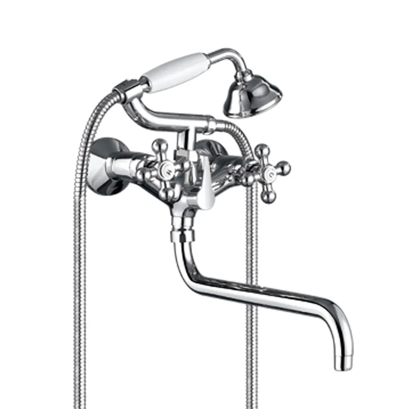 Brass Bath Faucet Mixer with Flexi Hose and Brass Handset