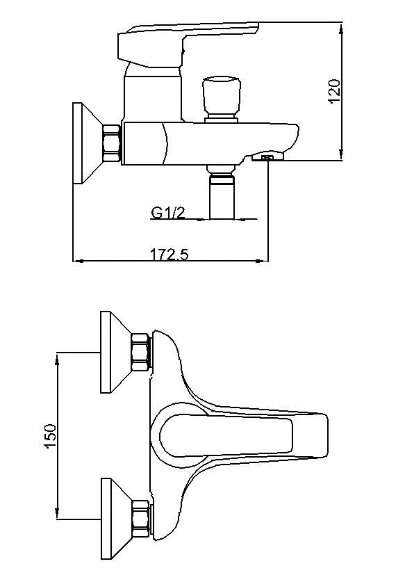 Brass Body Zinc Handle Wall Mounted Bath Shower Faucet