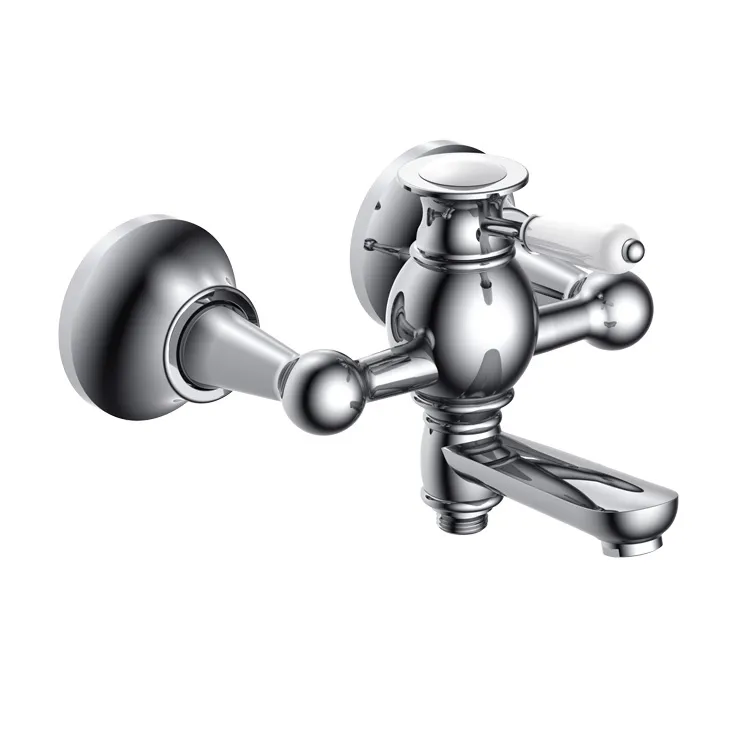 Brass Chrome Polishing Ceramic Handle Bathroom Bath Mixer Faucet