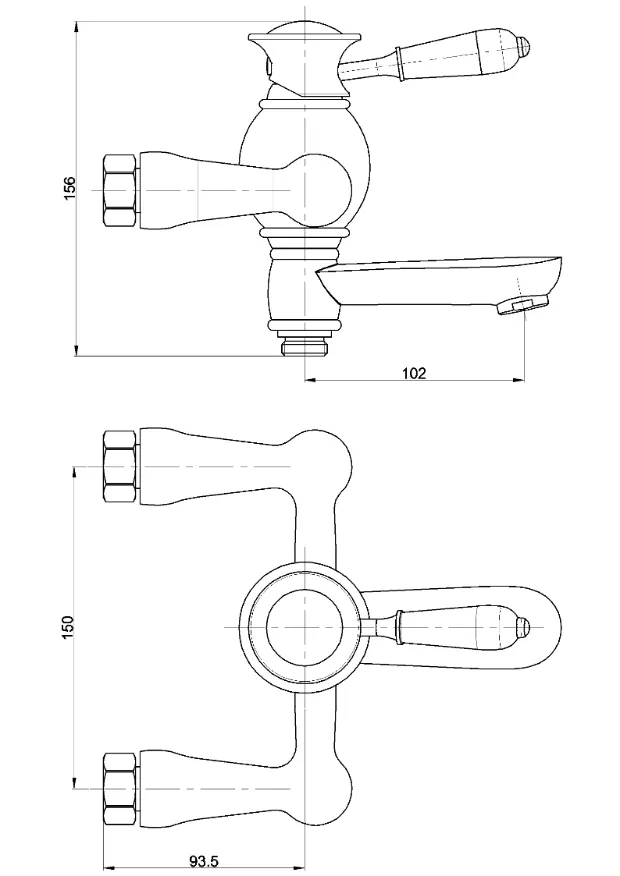 Brass Chrome Polishing Ceramic Handle Bathroom Bath Mixer Faucet