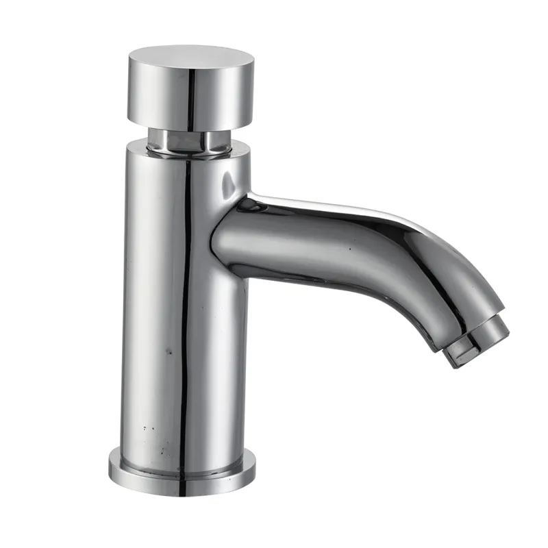 Brass Chrome Push Water Saving Self Closing Time Delay Faucet