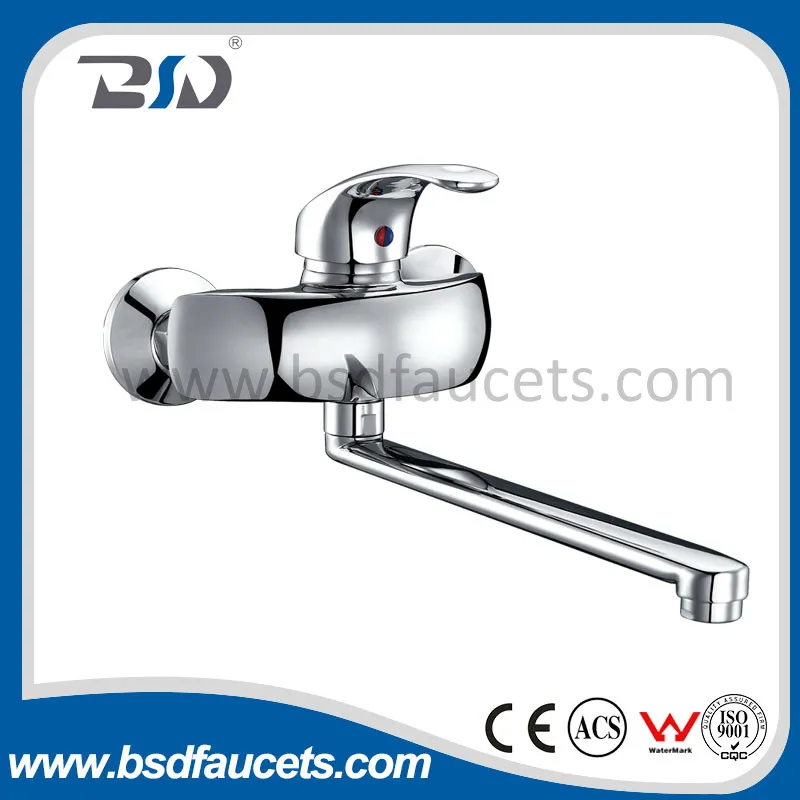 Brass Chrome Single Handle Bathroom Wall Mounted Kitchen Sink Faucet