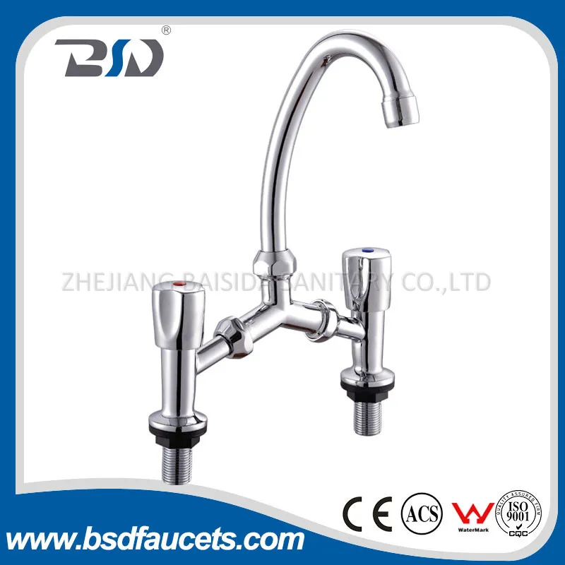 Brass Chrome Water Faucet Two Handles Kitchen Sink Mixer Faucets