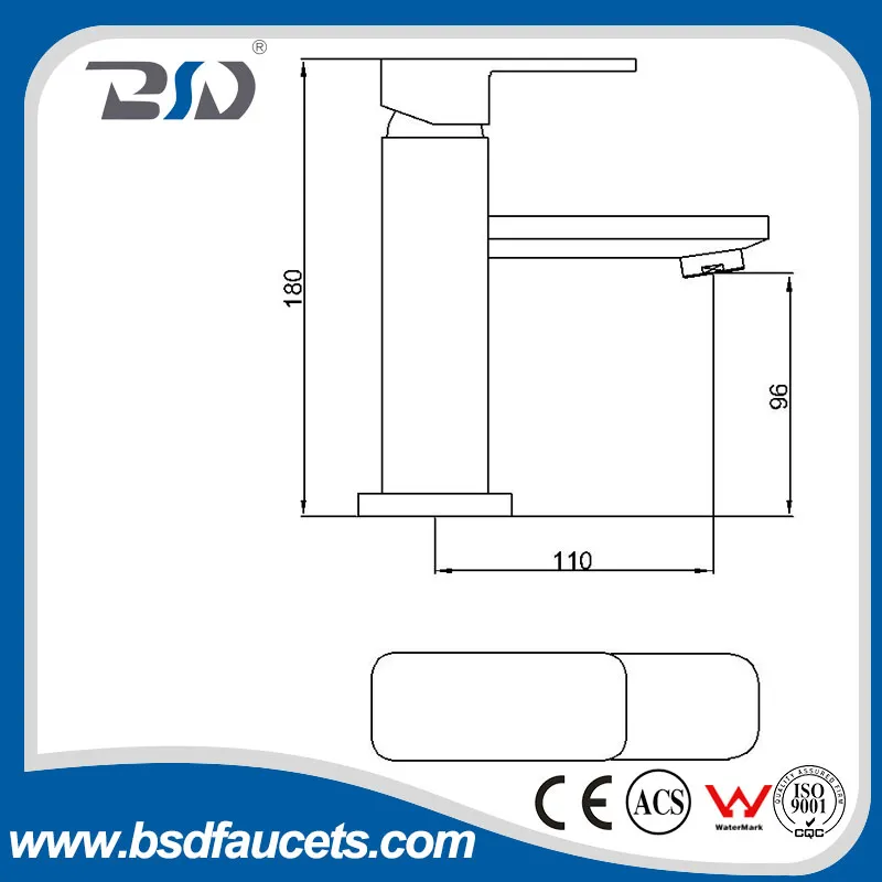 Brass Economic Square Basin Mixer Deck Mounted Single Handle