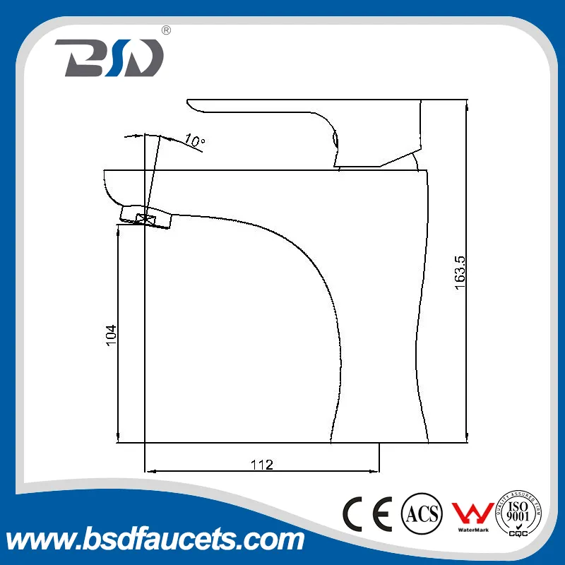 Brass Gold Finish Single Lever Basin Mixer Faucet for Washbasin