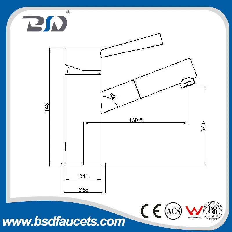 Brass Lever Handle Bathroom Basin Mixer Watermark Approved