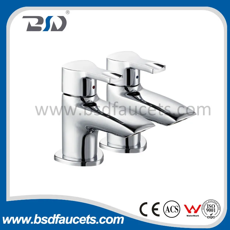 Brass Pair Pillar Basin Taps in Chrome UK Taps