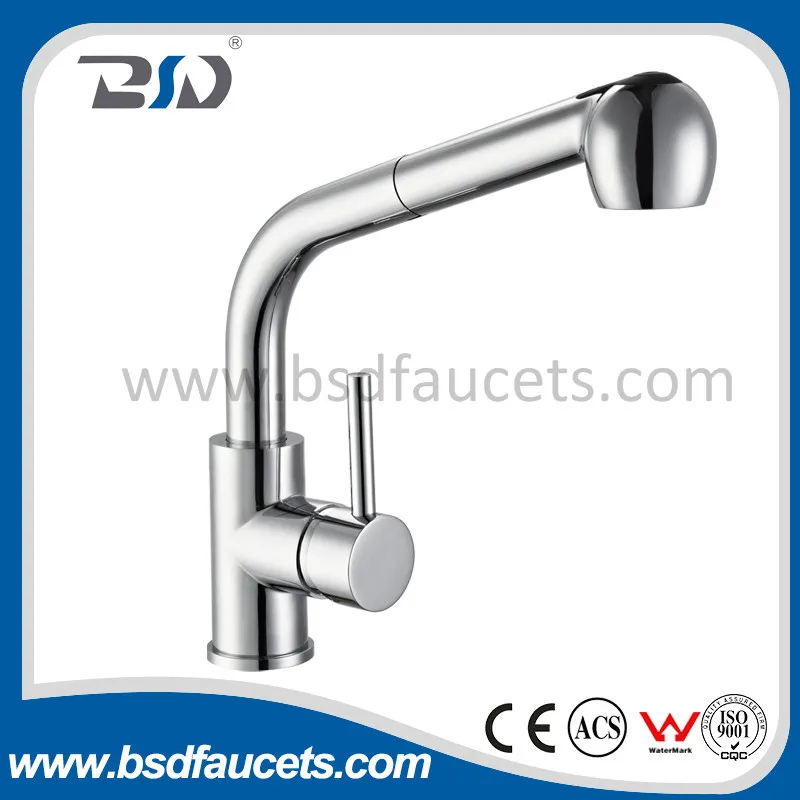 Brass Single Handle Pull out Kitchen Sink Faucet Mixer W/Spray