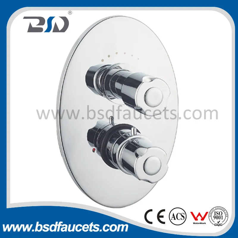 Brass Twin Concealed Thermostatic Shower Valve with Oval Plate