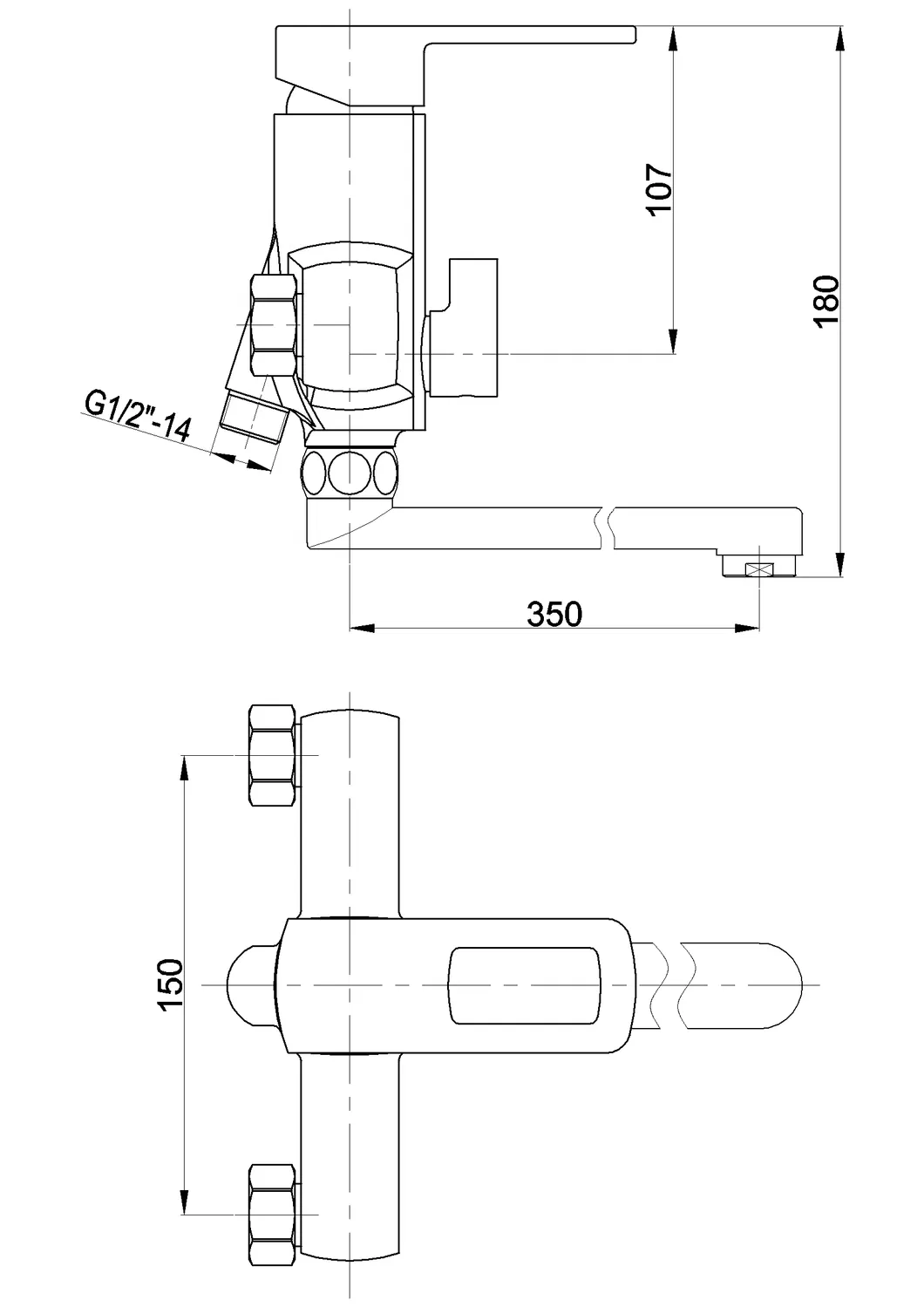 Ceramic Divertor Long Brass Spout Bath Shower Faucet