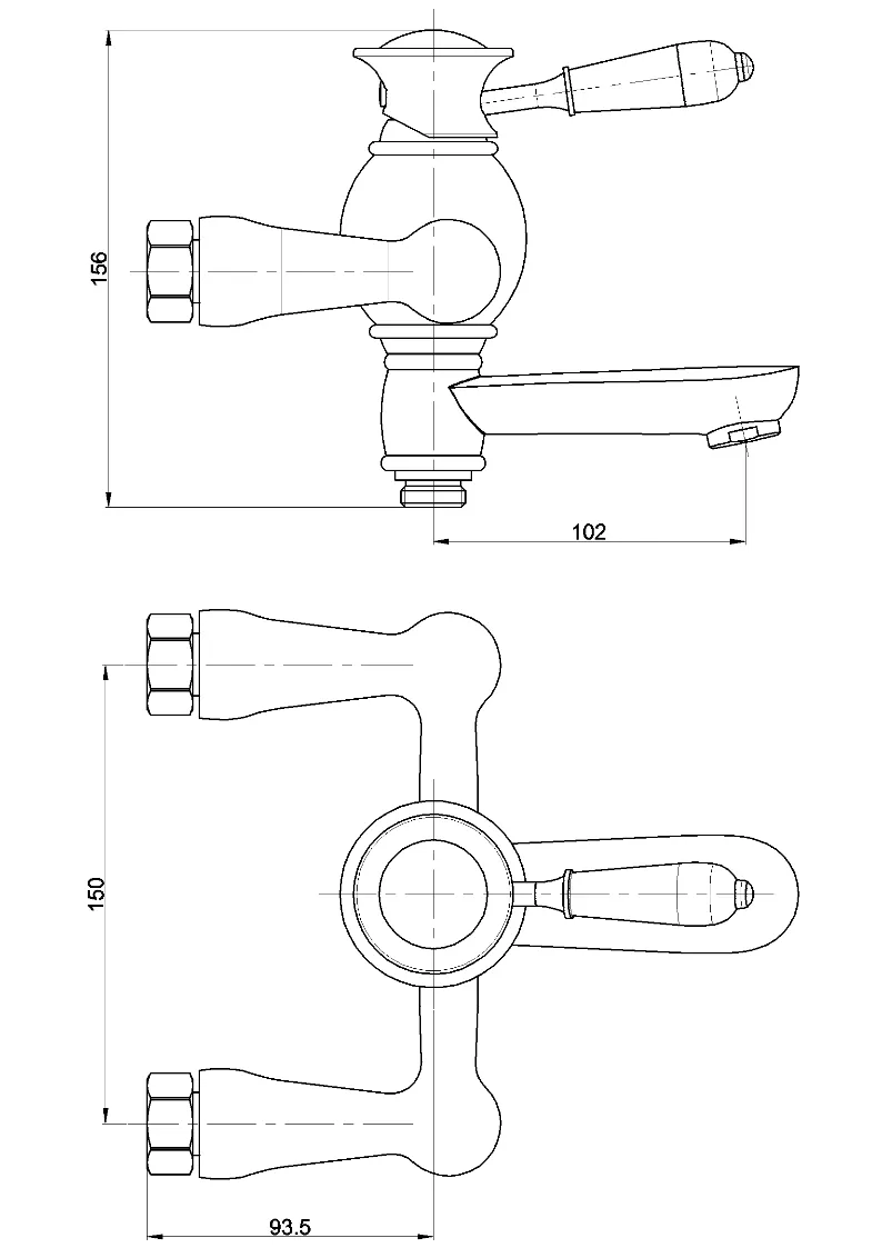 Ceramic Handle Brass Spout Bathtub Bathroom Showerroom Faucet
