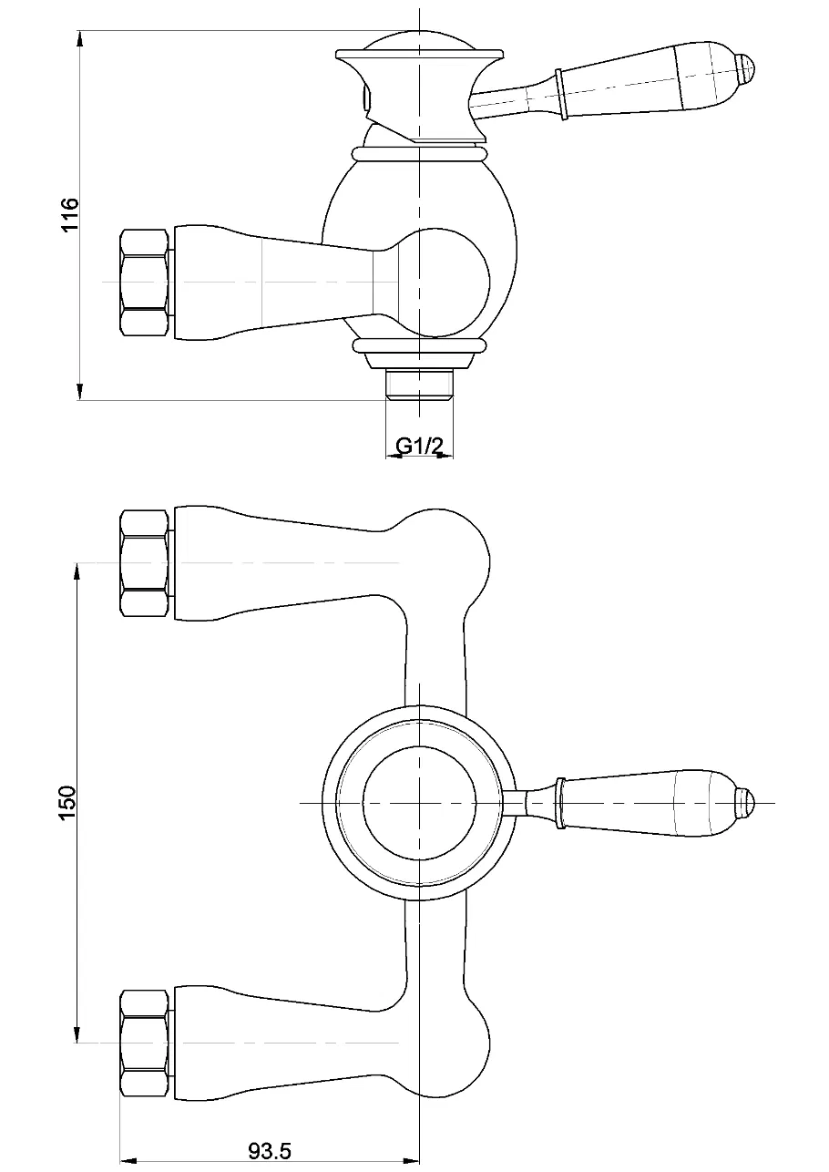 Ceramic White Handle Wall Mounted Solid Brass Shower Faucet