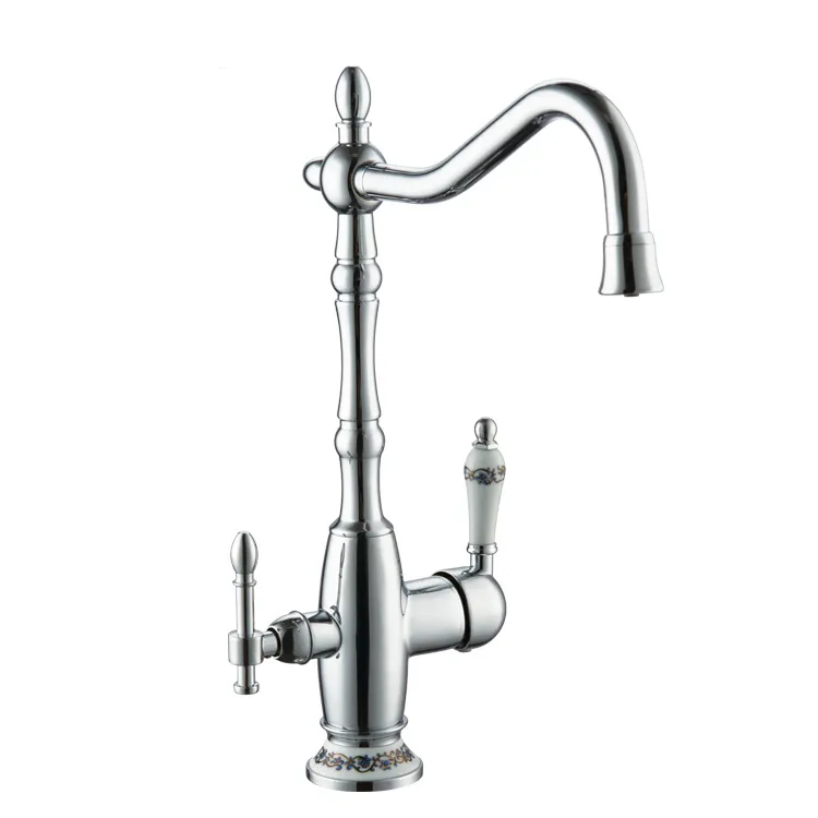 Ceramic with Ornament Classics Brass Spout 3 Ways Drinking Water Faucet