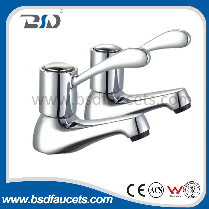Chrome Bathroom Brass Bath Pillar Taps for UK Market