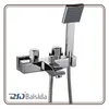 Chrome Brass Double Handle Bath Faucet Wall Mounted Water Mixer