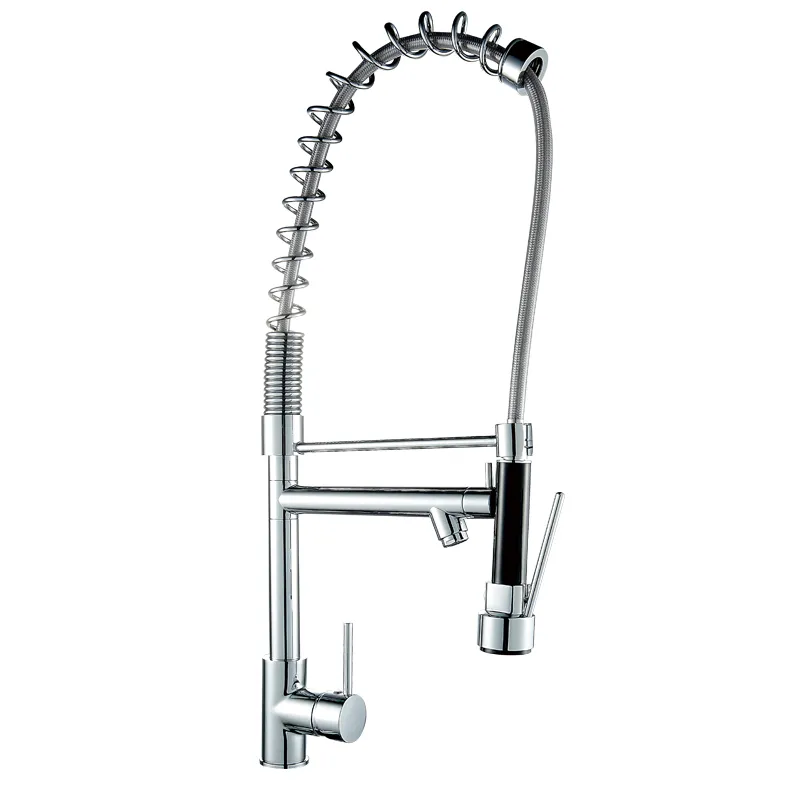 Chrome Brass Pull out Sprayer Kitchen Faucet with Single Hole/Handle