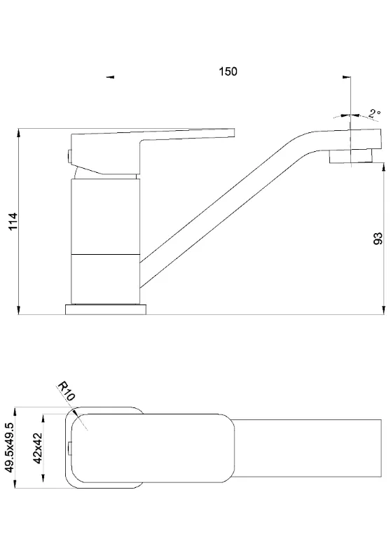 Chrome Brass Square Short Spout Single Lever Sink Faucet