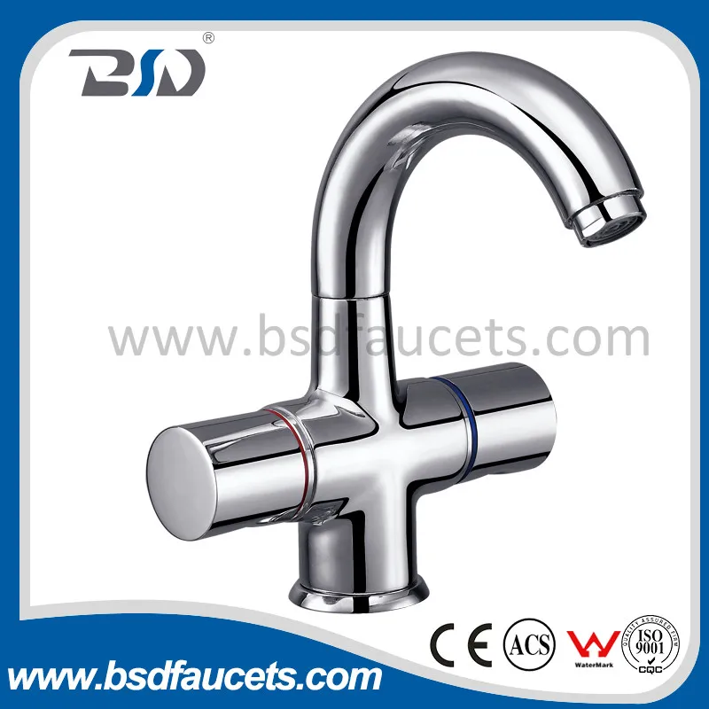 Chrome Brass Waterfall Bathroom Basin Faucet with Double Handle Hole