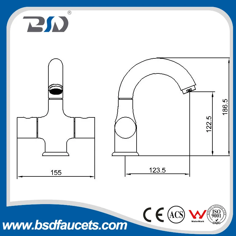 Chrome Brass Waterfall Bathroom Basin Faucet with Double Handle Hole