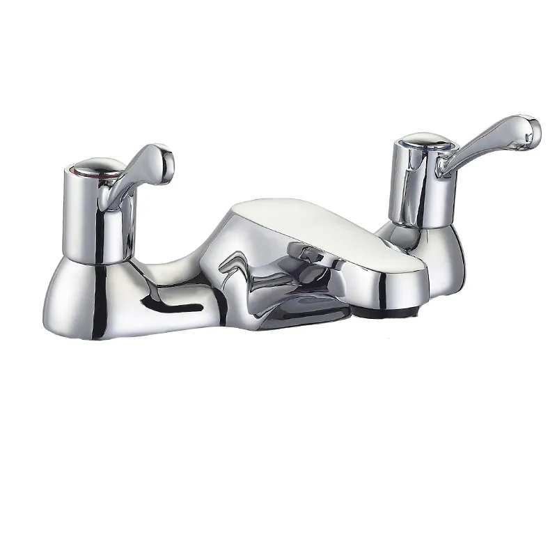 Chrome Deck Mounted Brass Mixer Tap Faucet Lever Bath Filler