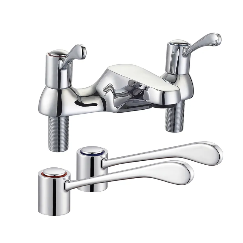 Chrome Deck Mounted Brass Mixer Tap Faucet Lever Bath Filler