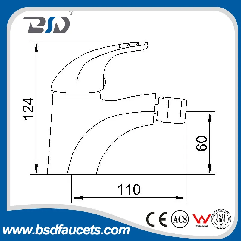 Chrome Finish Single Handle Deck Mounted Bathroom Brass Bidet Faucet