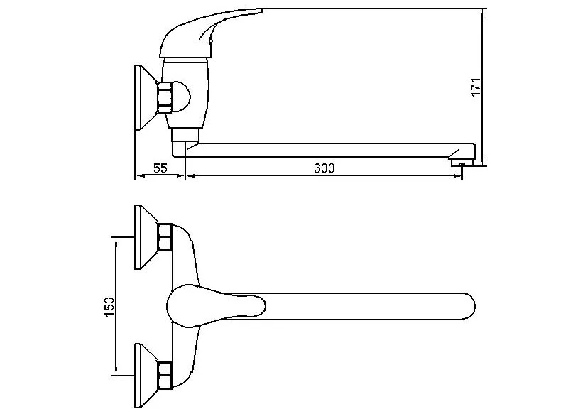 Chrome Finished Wall Mounted Single Handle Bathroom Kitchen Mixer Faucet