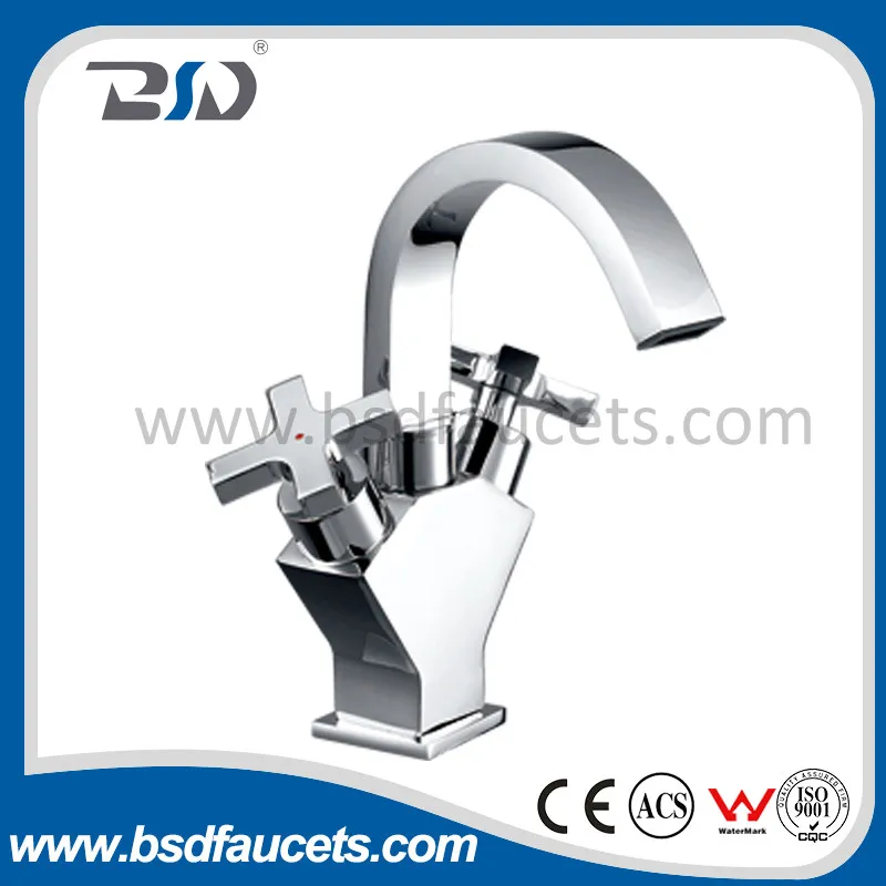 Chrome Hot/Cold Mixer Water Tap Brass Cross Handle Basin Faucets