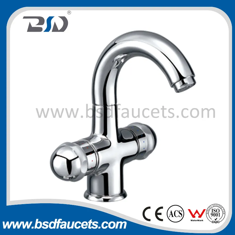 Chrome Hot/Cold Two Hole Mixer Water Tap Kitchen Basin Faucet