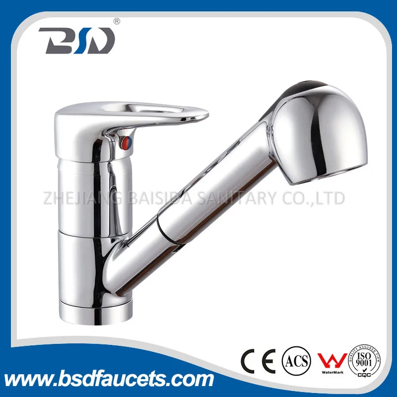 Chrome Kitchen Faucet Single Handle with Pull-out Spray Deck Mounted