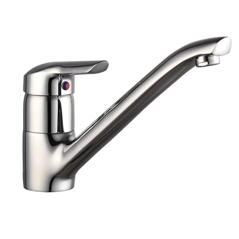 Chrome One Handle Brass Kitchen Faucet Deck Mounted Sink Mixer
