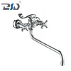 Chrome Plated Brass Long Rotating Spout Dual Handle Bath Faucet