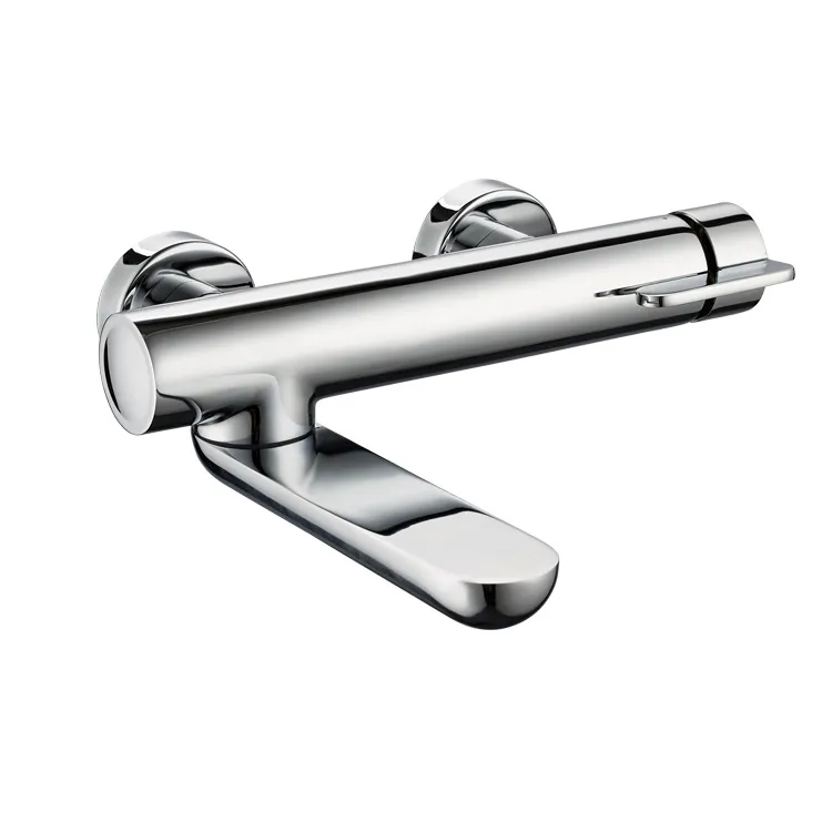 Chrome Plated Brass Spout Wall Mounted Shower Bath Faucet