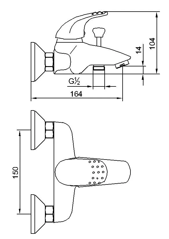 Chrome Plated Single Lever Wall Mounted Tub Faucet