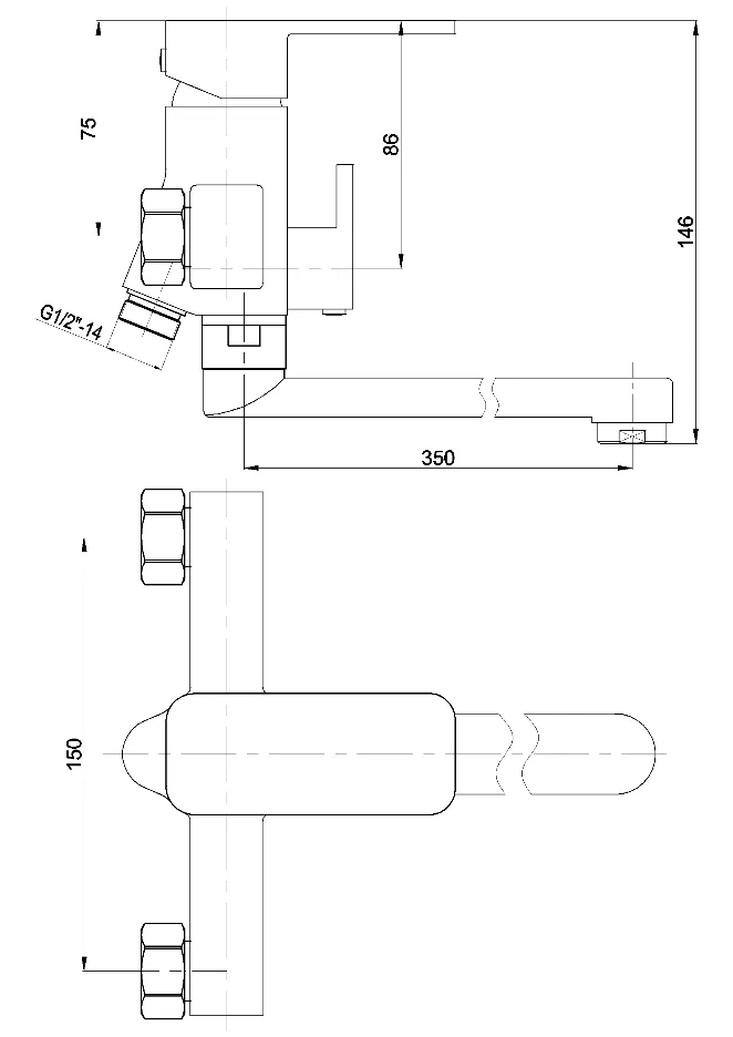 Chrome Square Bathroom Single Handle Shower Bath Faucet