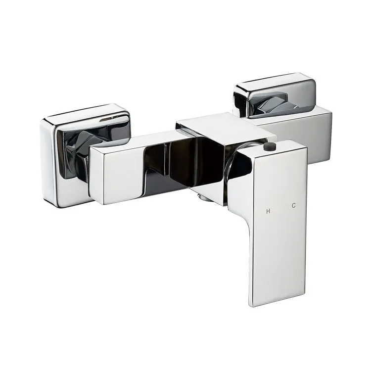 Chrome Square One Handle Bathroom Shower Mixer Faucet