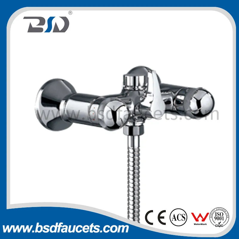 Chrome Wall Mounted Dual Handles Brass Bath Shower Faucet Mixer