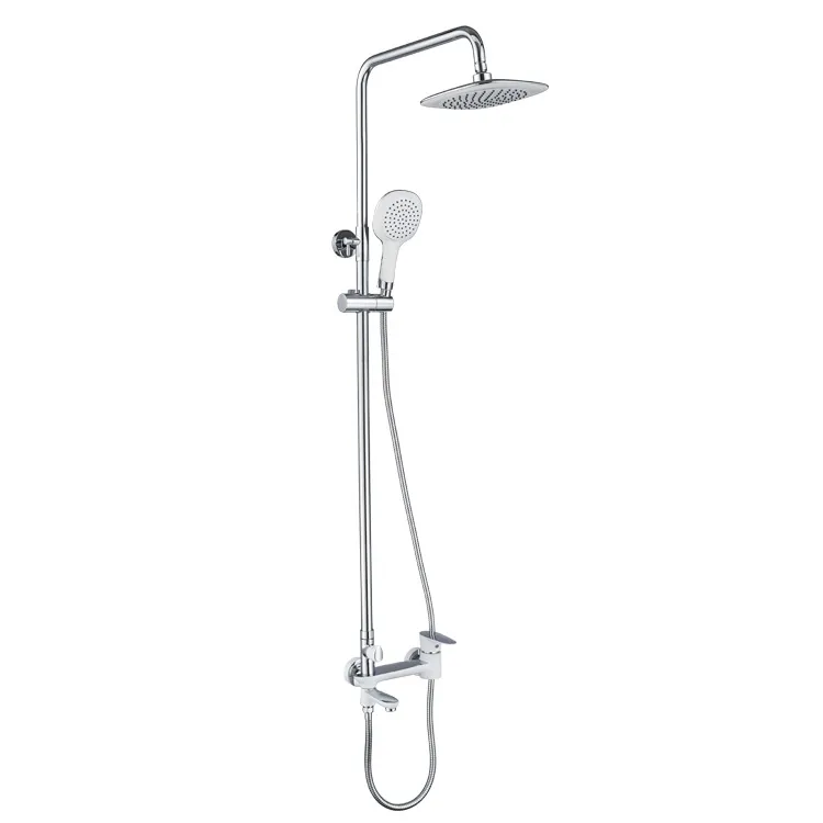 Chrome White Painting Brass Bath Faucet Bathroom Shower Set with Shower Head