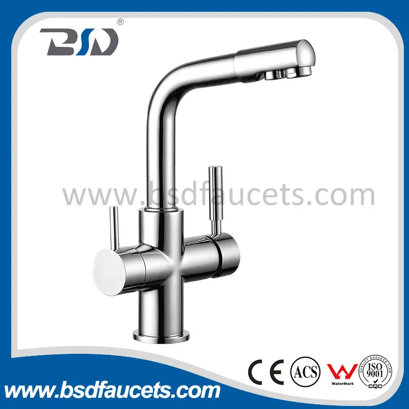 Chromed 3-Way Kitchen Mixer Faucet for Hot Cold Filtered Water