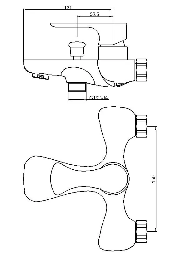 Classical Deck Mounted Single Lever Brass Paint&Chrome Bath Faucet