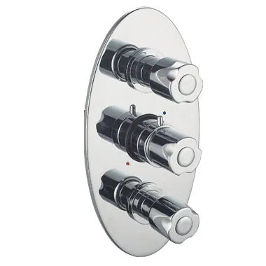 Copper Brass Triple Handle Concealed Thermostatic Shower Valve Bathroom Mixer